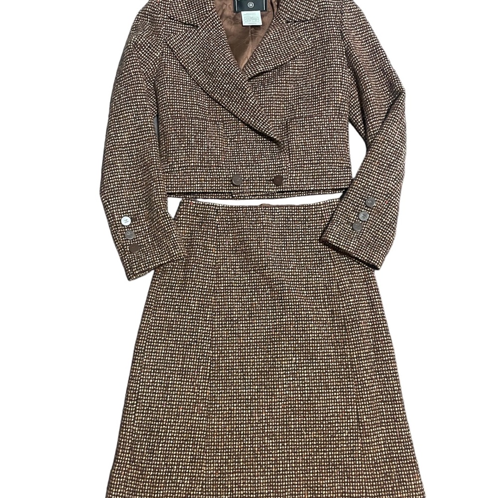 Chanel suit set fall 2001 , cropped jacked high waist shirt size 34 tweed - Picture 10 of 17